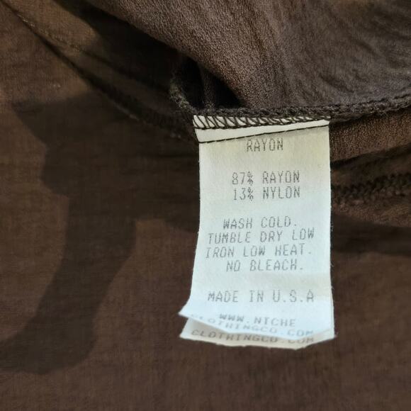 NICHE Nilgun Derman Lagenlook Brown Long Sleeve Swing Button-up Jacket - Sz S - Picture 7 of 7